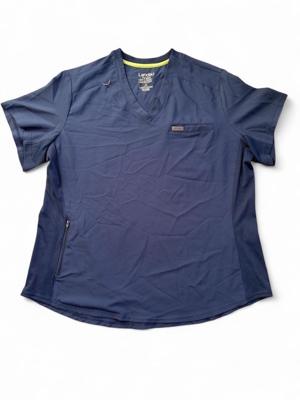 Landau Womens V-Neck Scrub Top - Navy